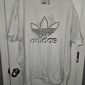Adidas Mens Original Sketch Trefoil Logo T-Shirt Crew Neck Size 2XL